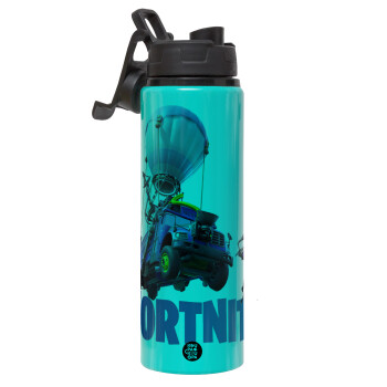 Fortnite Bus, Metallic water bottle with safety lid, 850ml aluminum