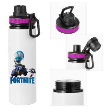 Fortnite Bus, Metallic water bottle with safety lid, 850ml aluminum