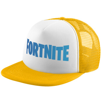 Fortnite Bus, Adult Soft Trucker Hat with Yellow/White Mesh (POLYESTER, ADULT, UNISEX, ONE SIZE)