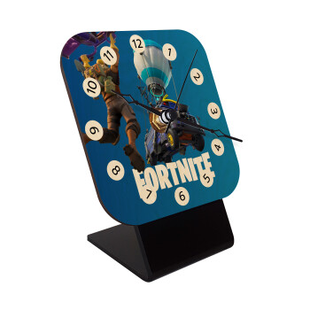 Fortnite Bus, Quartz Table clock in natural wood (10cm)