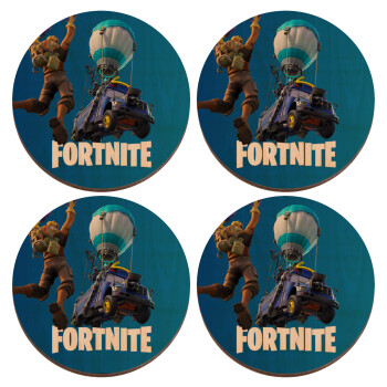 Fortnite Bus, ΣΕΤ x4 Σουβέρ ξύλινα στρογγυλά plywood (9cm)