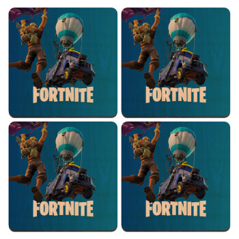 Fortnite Bus, ΣΕΤ x4 Σουβέρ ξύλινα τετράγωνα plywood (9cm)