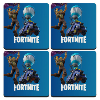 Fortnite Bus, ΣΕΤ 4 Σουβέρ ξύλινα τετράγωνα (9cm)