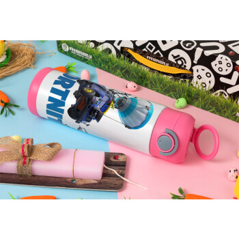 Fortnite Bus, Easter candle, Childrens hot water bottle, stainless steel, with safety straw, PINK (500ml)