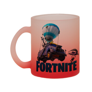 Fortnite Bus, Κούπα γυάλινη δίχρωμη με βάση το κόκκινο ματ, 330ml