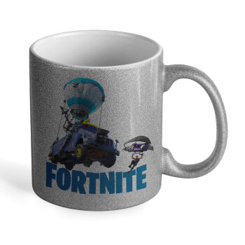 Fortnite Bus, Κούπα Ασημένια Glitter που γυαλίζει, κεραμική, 330ml