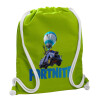 Backpack bag GYMBAG LIME GREEN, with pocket (40x48cm) & thick cords