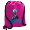 Backpack pouch GYMBAG Fuchsia, with pocket (40x48cm) & thick cords