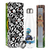 Easter candle, metallic white thermos bottle (500ml) & aromatic flat candle (30cm) (GRAY)