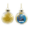Transparent Christmas tree ball ornament with gold filling 8cm