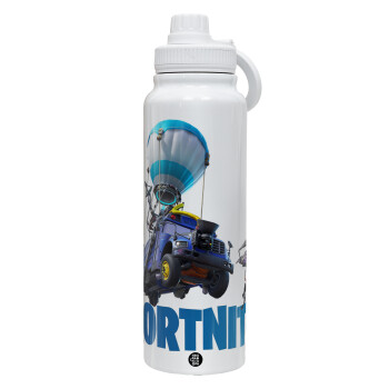 Fortnite Bus, 1L Stainless Steel Thermal Bottle with Phone Holder & Double Wall Insulation