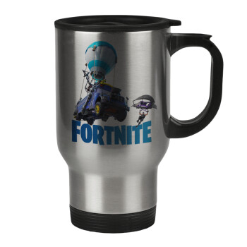 Fortnite Bus, Stainless steel travel mug with lid, double wall 450ml