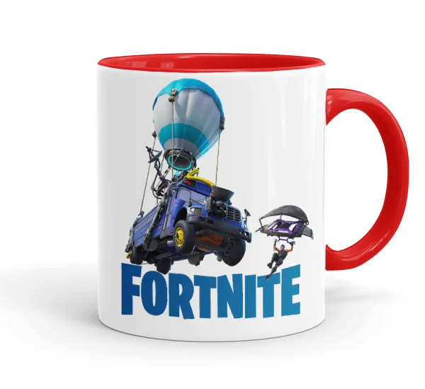 Fortnite Bus — Mug colored red, ceramic, 330ml