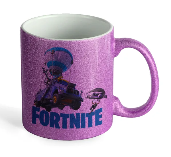 Fortnite Bus — Purple glitter mug that sparkles, ceramic, 330ml
