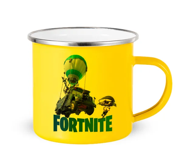 Fortnite Bus — Yellow Enamel Metallic Cup 360ml