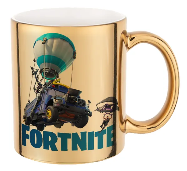 Fortnite Bus — Κούπα κεραμική, χρυσή καθρέπτης, 330ml