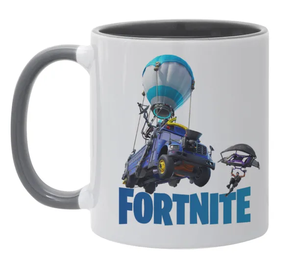 Fortnite Bus — Κούπα χρωματιστή γκρι, κεραμική, 330ml