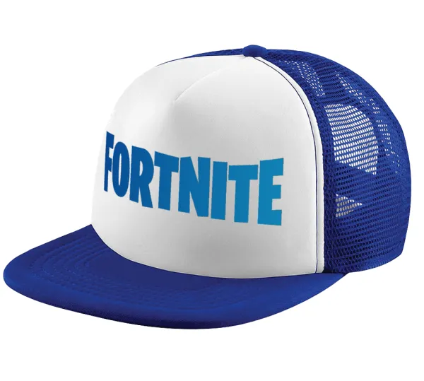 Fortnite Bus — Adult Soft Trucker Hat with Blue/White Mesh (POLYESTER, ADULT, UNISEX, ONE SIZE)