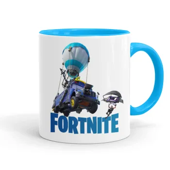 Fortnite Bus, Mug colored light blue, ceramic, 330ml