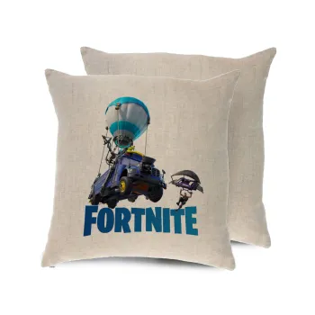 Fortnite Bus, Μαξιλάρι καναπέ ΛΙΝΟ 40x40cm περιέχεται το  γέμισμα