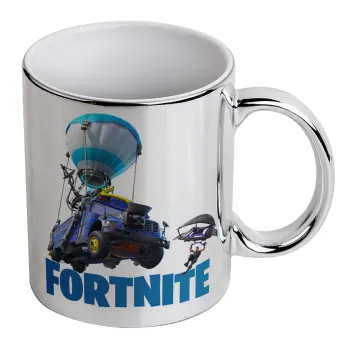 Fortnite Bus, Κούπα κεραμική, ασημένια καθρέπτης, 330ml