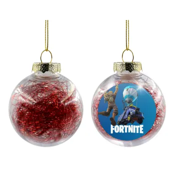 Fortnite Bus, Transparent Christmas tree ball ornament with red filling 8cm