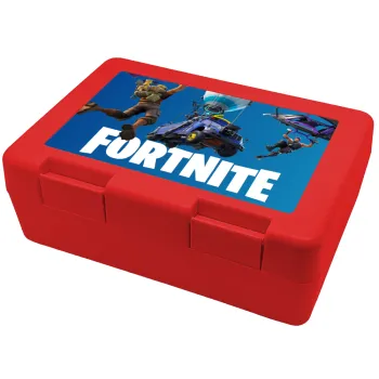 Fortnite Bus, Παιδικό δοχείο κολατσιού ΚΟΚΚΙΝΟ 185x128x65mm (BPA free πλαστικό)