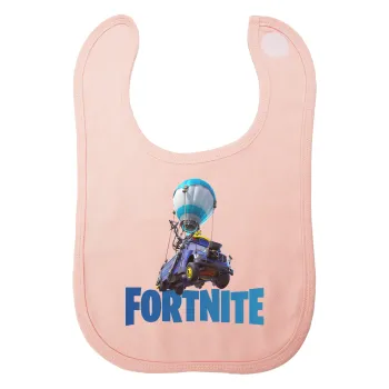 Fortnite Bus, Σαλιάρα με Σκρατς ΡΟΖ 100% Organic Cotton (0-18 months)