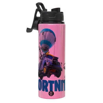 Fortnite Bus, Metallic water bottle with safety lid, 850ml aluminum