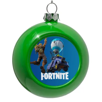 Fortnite Bus, Στολίδι Χριστουγεννιάτικη μπάλα δένδρου Πράσινο 8cm