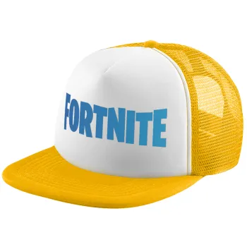 Fortnite Bus, Adult Soft Trucker Hat with Yellow/White Mesh (POLYESTER, ADULT, UNISEX, ONE SIZE)