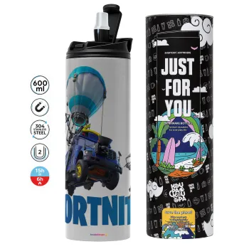 Fortnite Bus, Tumbler stainless steel GREY 600ml