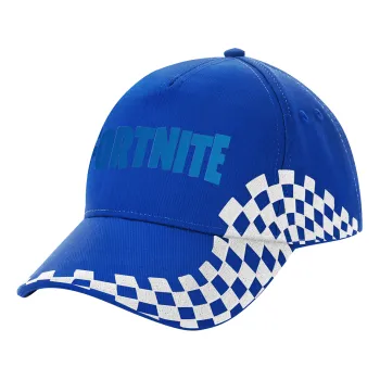 Fortnite Bus, Adult Ultimate BLUE RACING Cap, (100% COTTON DRILL, ADULT, UNISEX, ONE SIZE)