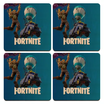Fortnite Bus, ΣΕΤ x4 Σουβέρ ξύλινα τετράγωνα plywood (9cm)