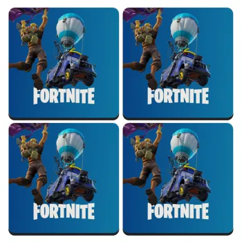 Fortnite Bus, ΣΕΤ 4 Σουβέρ ξύλινα τετράγωνα (9cm)