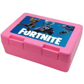 Fortnite Bus, Παιδικό δοχείο κολατσιού ΡΟΖ 185x128x65mm (BPA free πλαστικό)