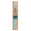 Easter Set, wooden keychain & aromatic flat Easter candle (30cm) (TURQUOISE)
