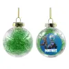 Στολίδι Χριστουγεννιάτικη μπάλα δένδρου διάφανη με πράσινο γέμισμα 8cm