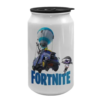 Fortnite Bus, Κούπα ταξιδιού μεταλλική με καπάκι (tin-can) 500ml