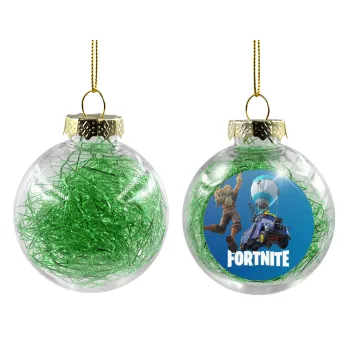 Fortnite Bus, Transparent Christmas tree ball ornament with green filling 8cm