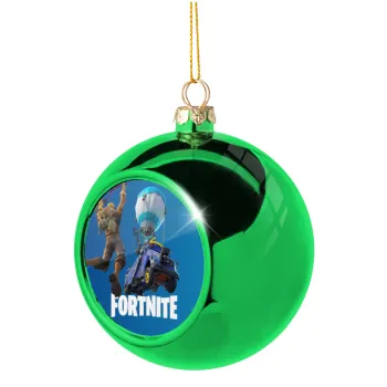 Fortnite Bus, Green Christmas tree ornament ball 8cm