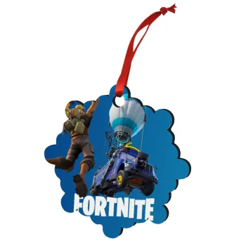 Fortnite Bus, Christmas ornament snowflake wooden 7.5cm