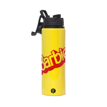 Barbie, Μεταλλικό παγούρι νερού με καπάκι ασφαλείας, αλουμινίου 850ml