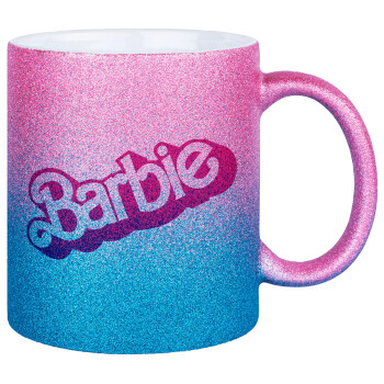 Barbie, Κούπα Χρυσή/Μπλε Glitter, κεραμική, 330ml