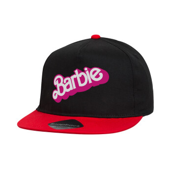 Barbie, Καπέλο παιδικό snapback, 100% Βαμβακερό, Μαύρο/Κόκκινο