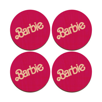 Barbie, ΣΕΤ x4 Σουβέρ ξύλινα στρογγυλά plywood (9cm)