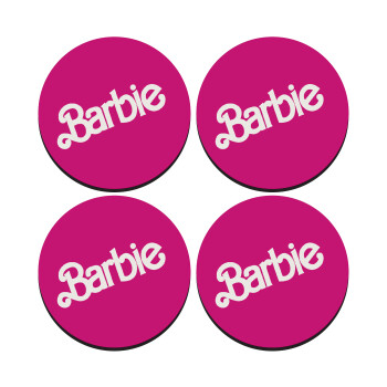 Barbie, SET of 4 round wooden coasters (9cm)