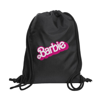 Barbie, Τσάντα πλάτης πουγκί GYMBAG Μαύρη, με τσέπη (40x48cm) & χονδρά κορδόνια