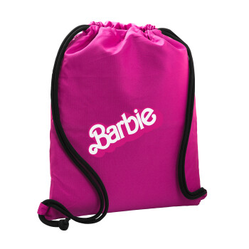 Barbie, Τσάντα πλάτης πουγκί GYMBAG Φούξια, με τσέπη (40x48cm) & χονδρά κορδόνια