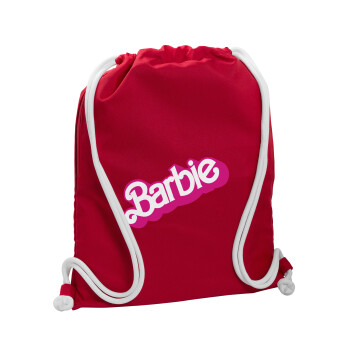 Barbie, Τσάντα πλάτης πουγκί GYMBAG Κόκκινη, με τσέπη (40x48cm) & χονδρά κορδόνια